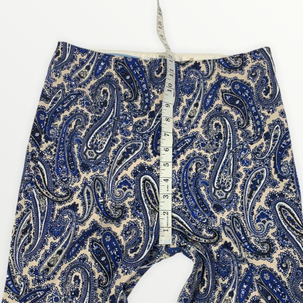Diane Von Furstenberg Navy Blue Paisley Skinny Trouser Pants Size 6 - Picture 9 of 10